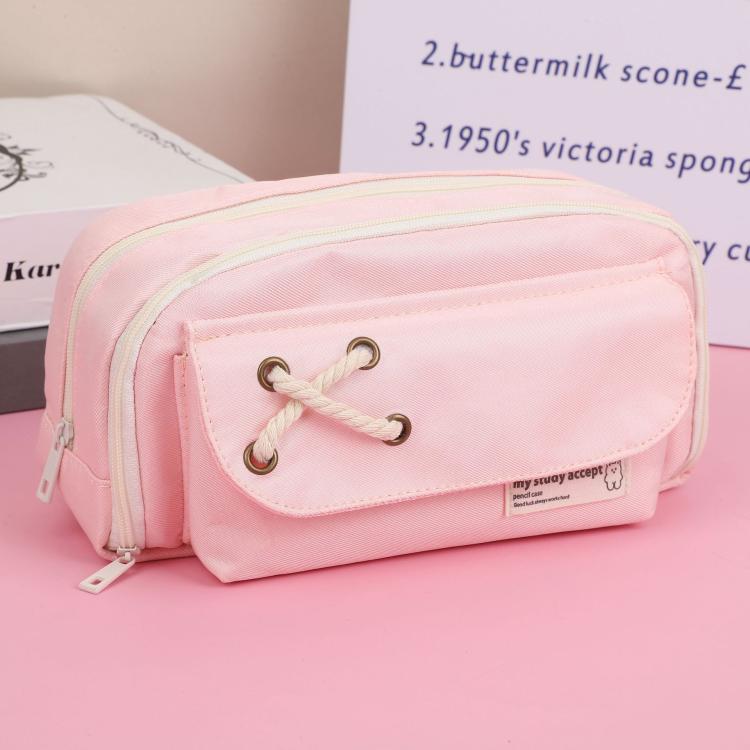 

Simple Large Capacity Drawstring Pen Pouch Student Pencil Case(Pink)