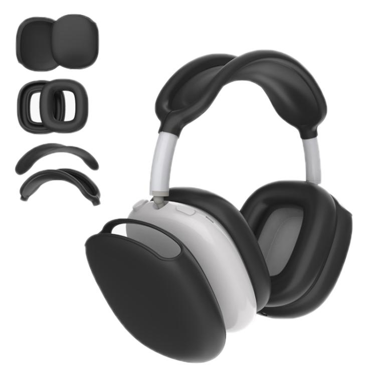 

For Airpods Max 4pcs /Set Head-Mounted Silicone Anti-Bump Protective Cover, Color: Black