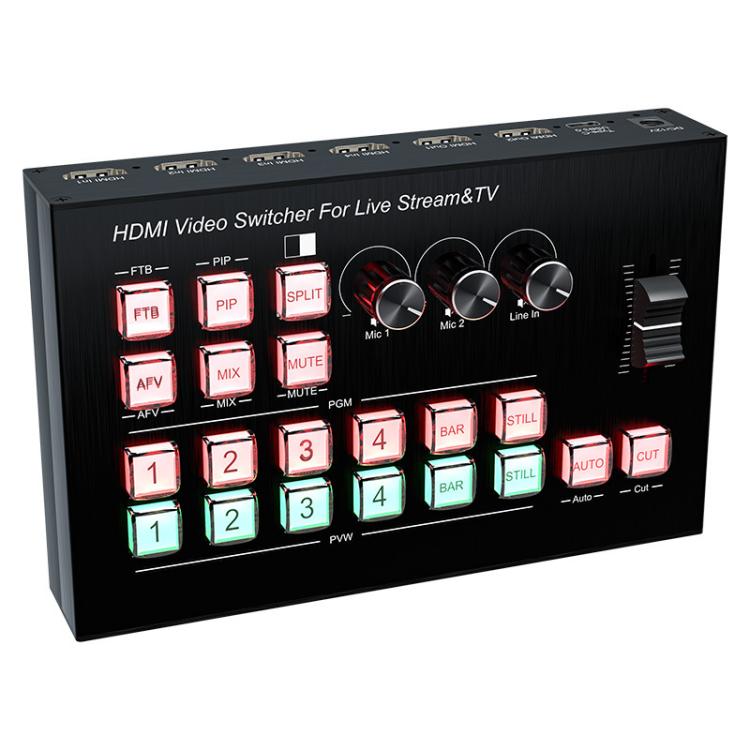 

4 In 2 Out HDMI Guide Switchboard Type-C Capture Port OSD Display Game Switcher EU Plug(Black)