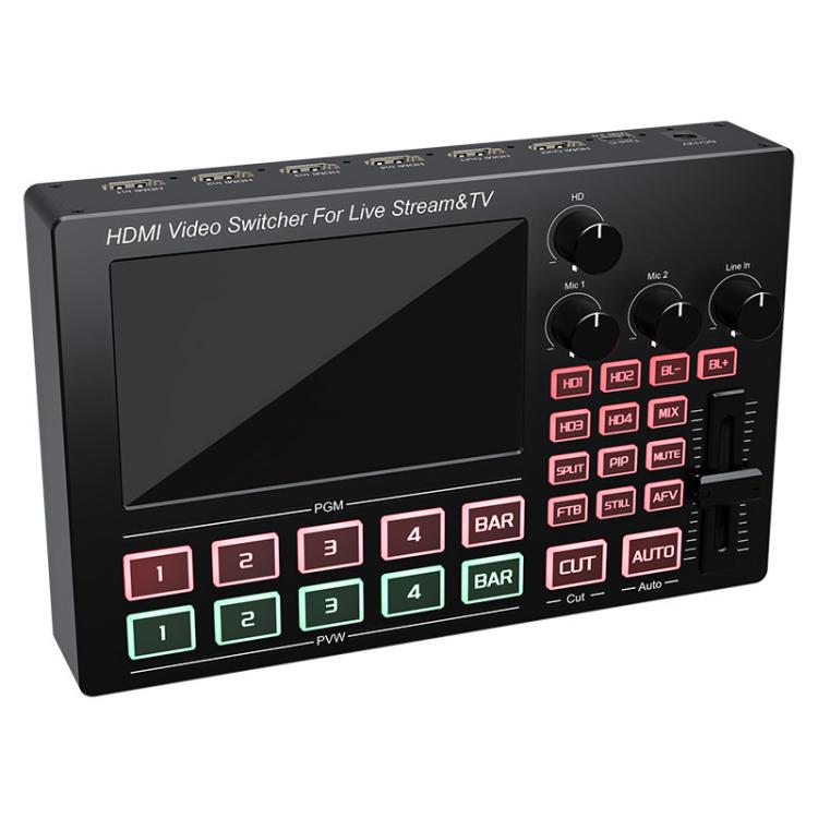 

1080P 60Hz 4-Way HDMI Guide Switchboard Built-In 5 Inch Monitor Screen HD Video Live Capture Recording US Plug