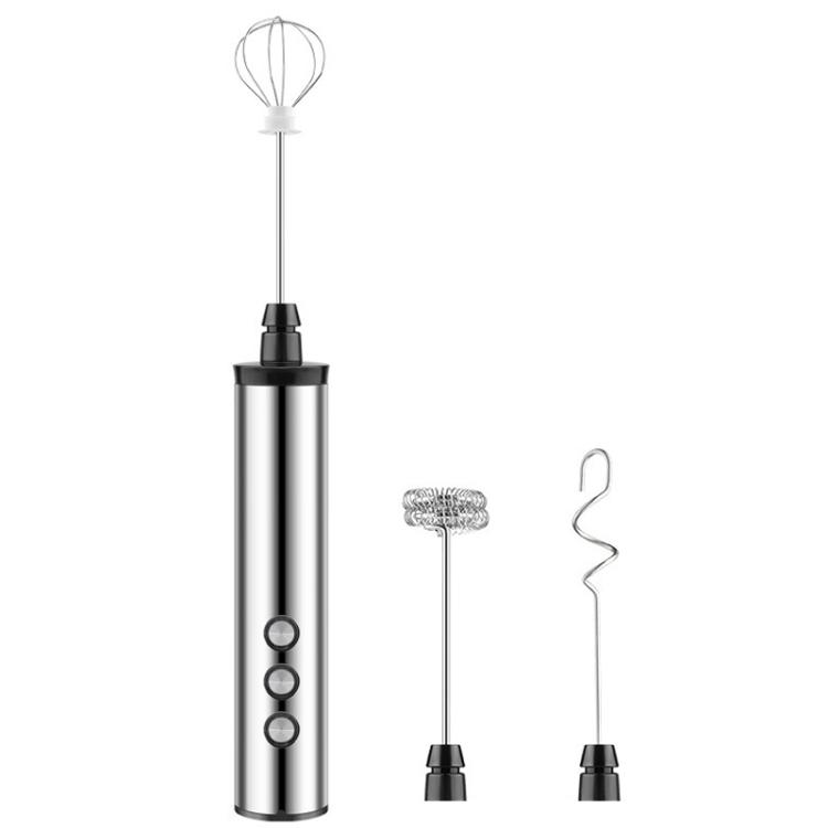 

3In1 Portable Rechargeable Handheld Electric Egg Beater Mini Milk Frother For Baking(Stainless Steel)