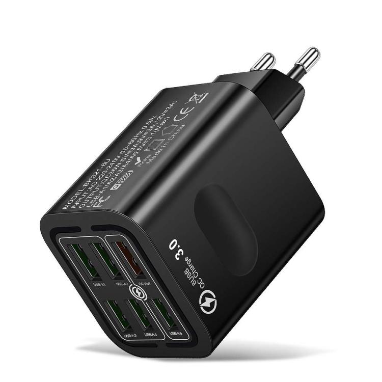 

BK321 6USB Multi-port Fast Charging Phone Charger EU Plug (Black)