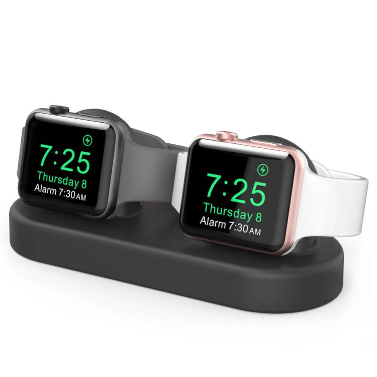 

For Apple Watch / Earphone AhaStyle DD97 Storage Base 2 In 1 Desktop Charging Silicone Dock(Black)