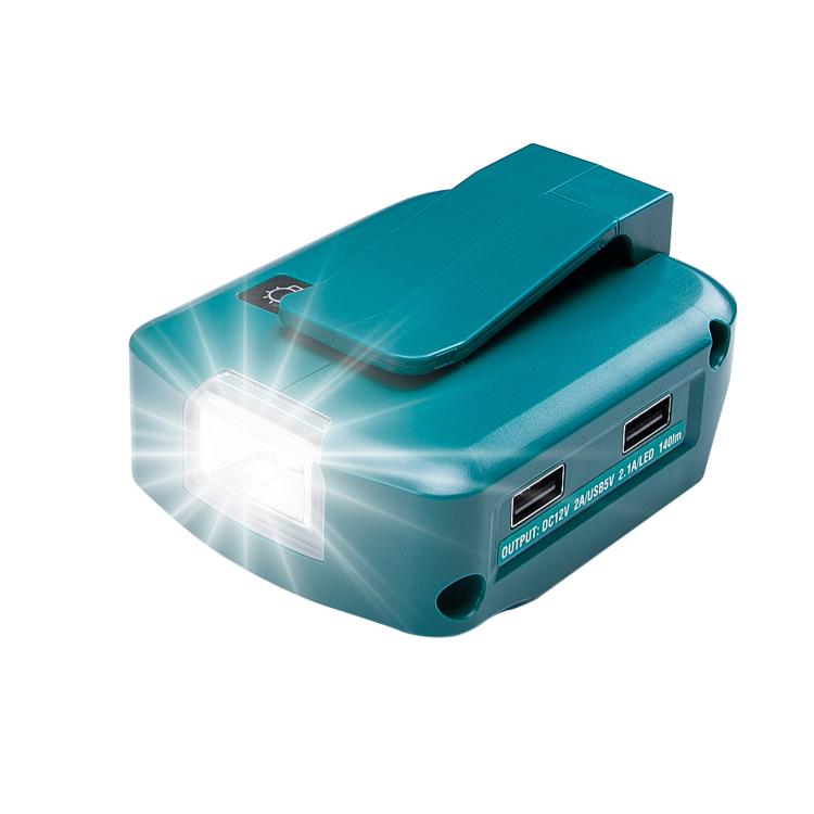 

适用于Makita 14.4V/18V Lithium Battery Adapter With LED Lighting, Spec: Dual USB + DC