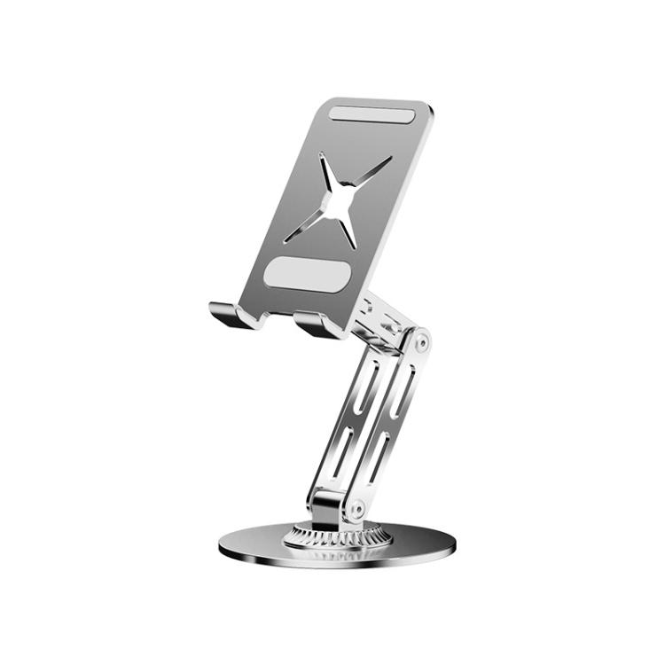

Dual-Fold Phone Tablet Stand Full Metal 360-degree Rotation Desktop Holder with 3-Axis Adjustable Arm(Silver)