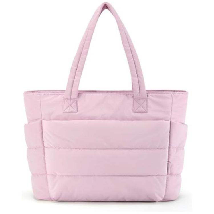 

Small 35x14x24cm Lightweight Fluffy Tuck Cotton Women Handbag With Compartment Travel Lightweight Shoulder Bag(Light Pink)