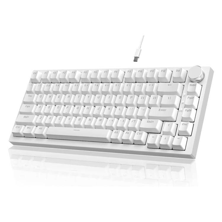 

Ajazz AK820 Hot Swappable Wired Mechanical Keyboard With Light, Style: Green Switch Ice Blue Light White