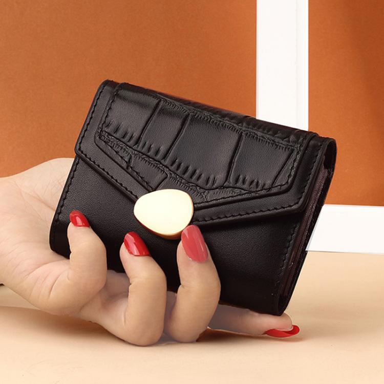 

Stone Pattern Accordion Card Holder Women Multi-Card Slot ID Card Clip(Black)