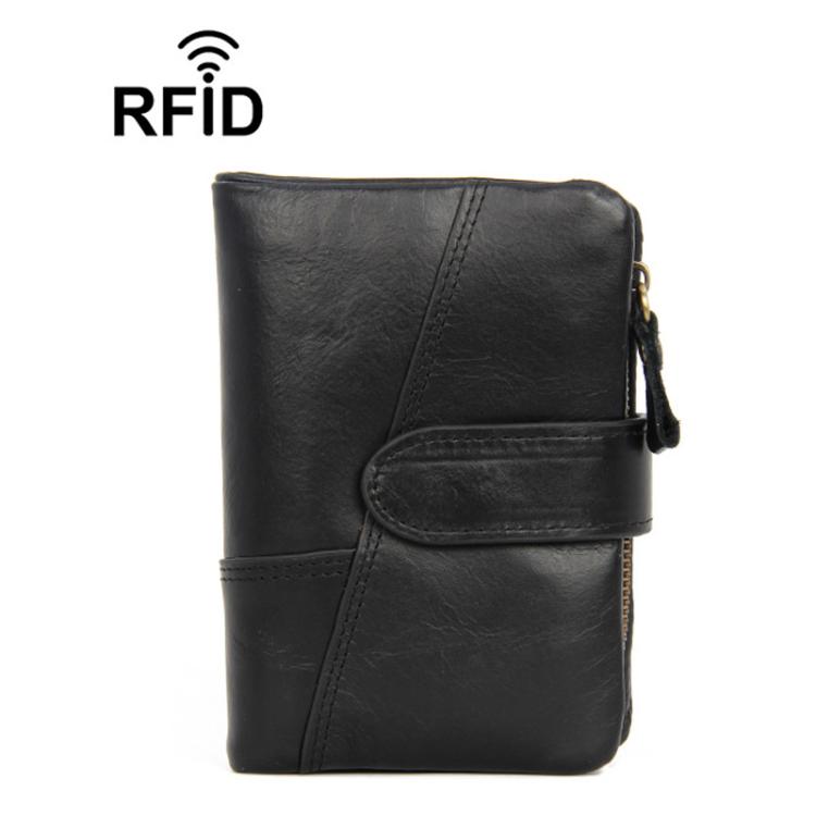 

GL-26 RFID Men Foldable Leather Wallet Short-Style Multi-Functional Multi-Card Slot Wallet(Black)