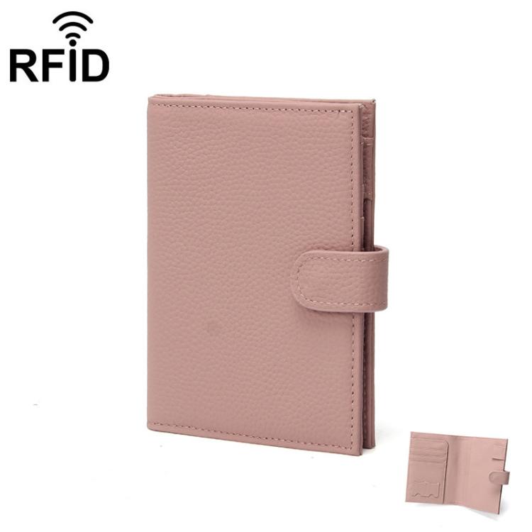 

C5588 Leather Unisex Passport Holder Ultra-Thin RFID Multi-Functional Wallet(Pink)
