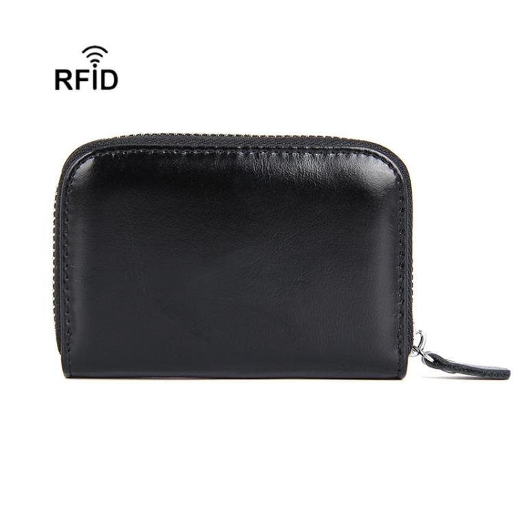 

FQ666 Leather RFID Anti-Skimming Accordion Card Holder Multi-Card Slot ID Card Clip(Black)