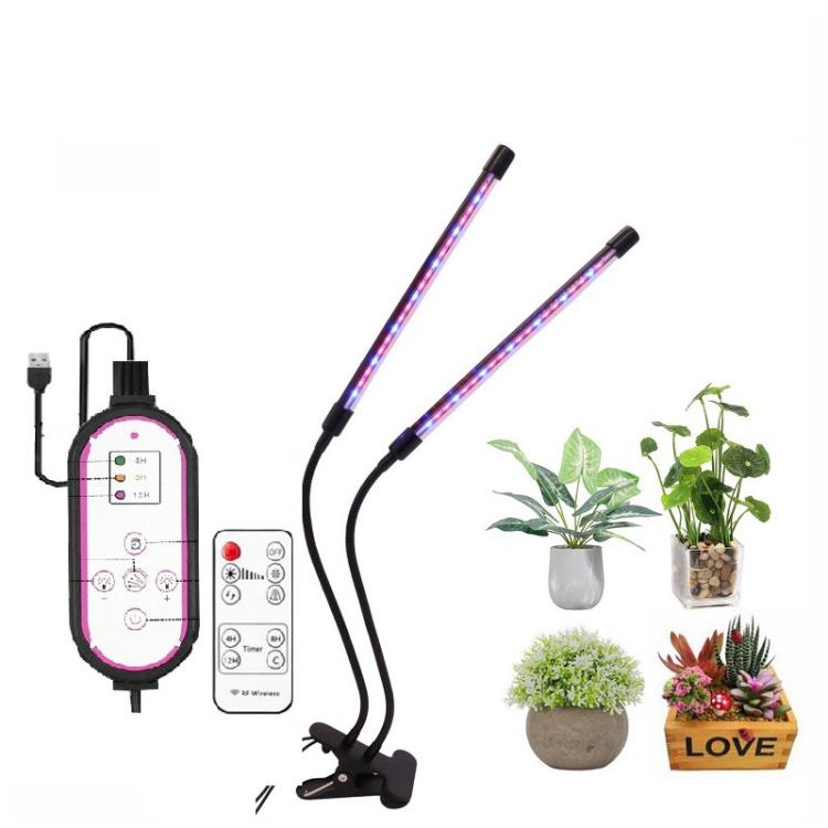 

2 Head Clip-On Plant Grow Light Full Spectrum Plant Lights With Remote Control(Red+Blue+Warm Light)