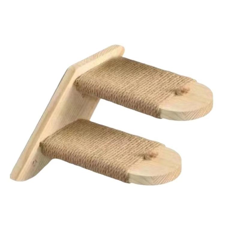 

2 Layers Wall Mounted Cat Climbing Frame Wooden Sisal Cat Jumping Platform Multi-Level Climbing Stairs