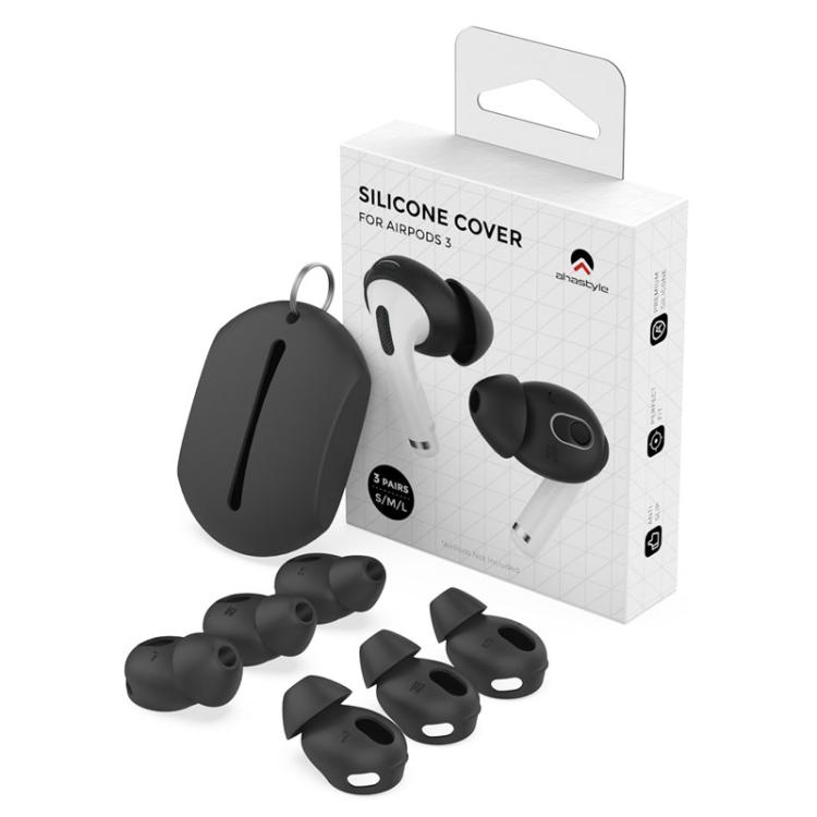 

For AirPods 3 AhaStyle PT66-3 3pairs S+M+L Earphone Silicone Acoustic Earplugs(Black)