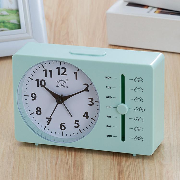 

Bo Sheng GH222 Weekly Alarm Clock Square Quartz Desk Clock Scanning Silent Pointer Clock(Green)