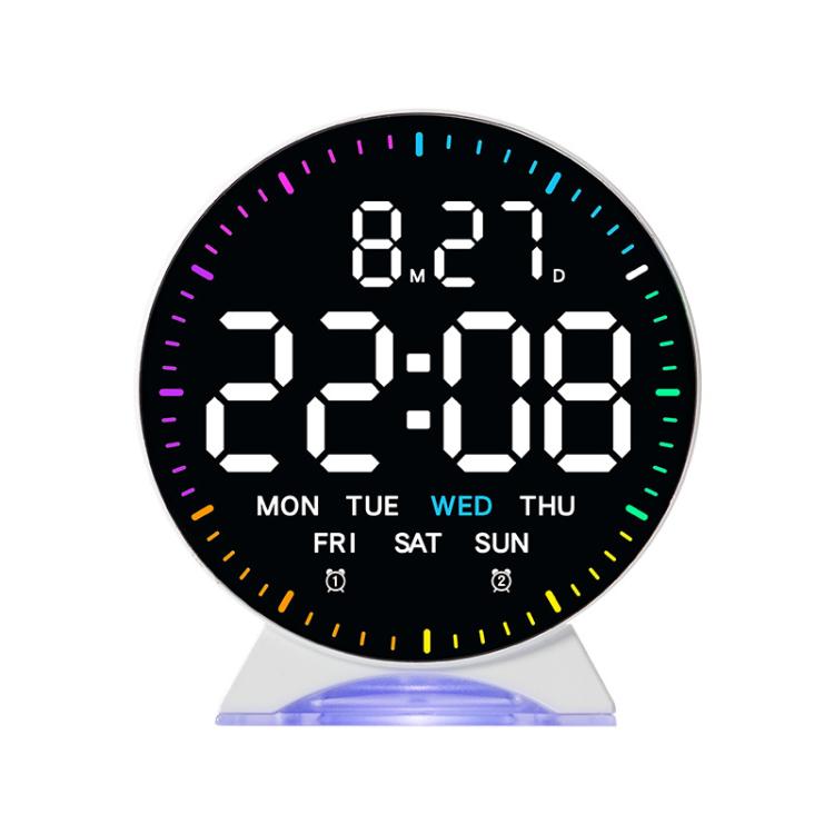 

LED Multifunction Electronic Alarm Clock Running Seconds Clock Bedside with Night Light Electronic Clock, Color: White Shell White Light