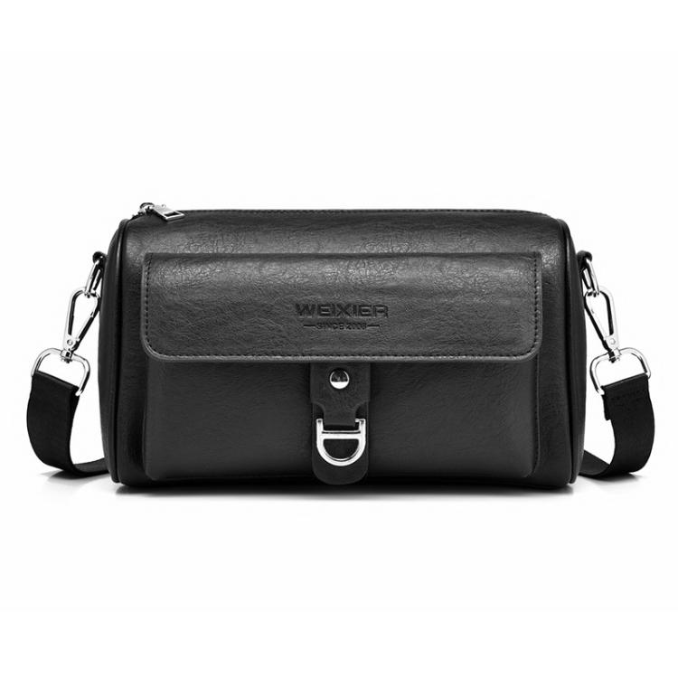 

WEIXIER D895 Vintage PU Leather Men Shoulder Bag Large-Capacity Casual Crossbody Bag(Black)