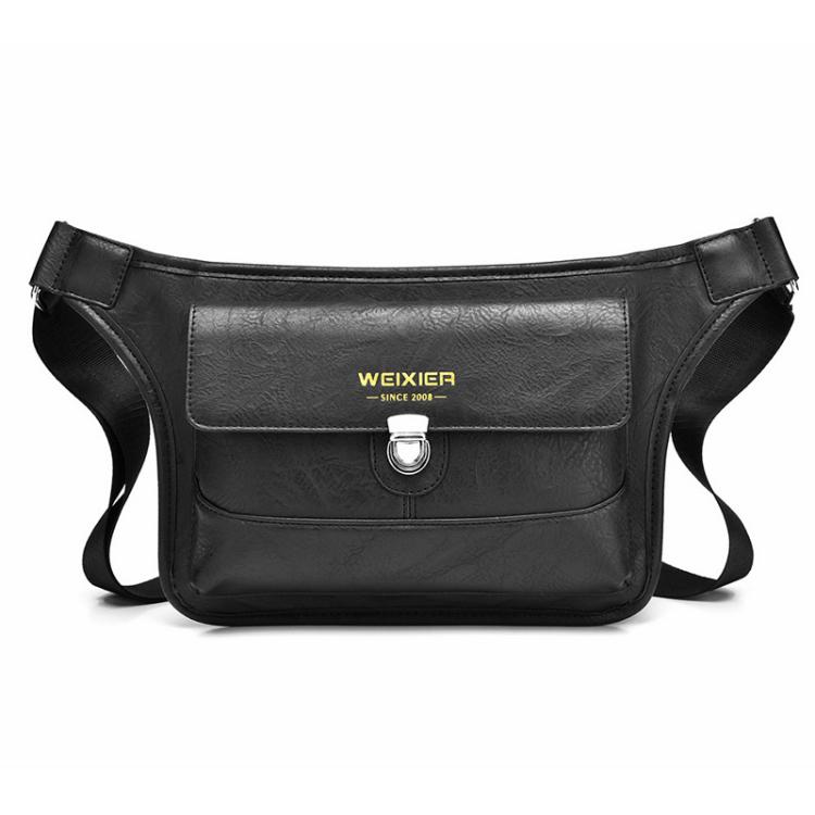 

WEIXIER D826 Large-Capacity Men Crossbody Bag PU Leather Vintage Waterproof Shoulder Bag(Black)