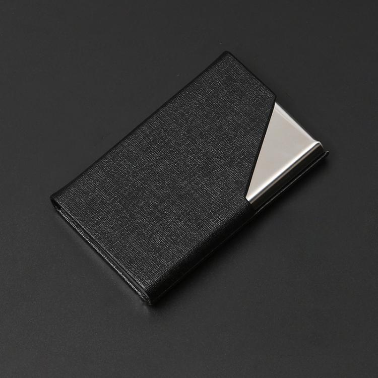 

Stainless Steel Business Card Holder with Oracle PU Leather Flip-Top Metal Name Card Case(Black)