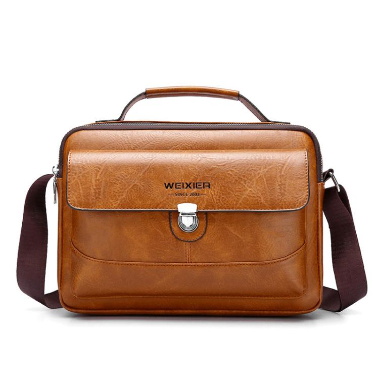 

WEIXIER D828 Men Versatile Casual Shoulder Crossbody Bag Large-Capacity Shoulder Bag(Light Brown)
