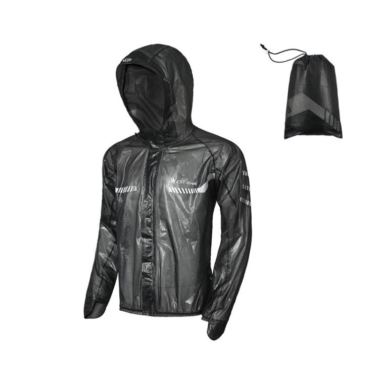 

WEST BIKING Reflective Outdoor Waterproof Lightweight Cycling Raincoat, Size: S(Black)