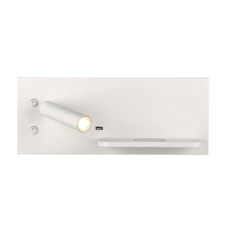 

Simple Bedroom Bedside LED Wall Lamp Hotel Room USB Reading Light, Size: Wireless Charger Right(Matt White)