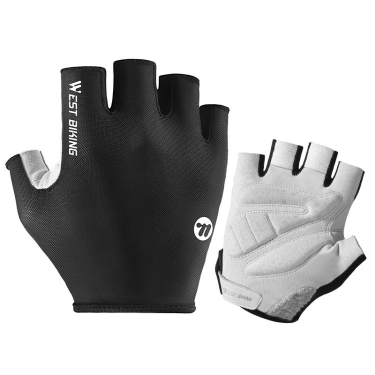 

WEST BIKING Breathable Shock-absorbing Non-slip Half-finger Cycling Gloves, Size: M(Black For Mountain Bike)