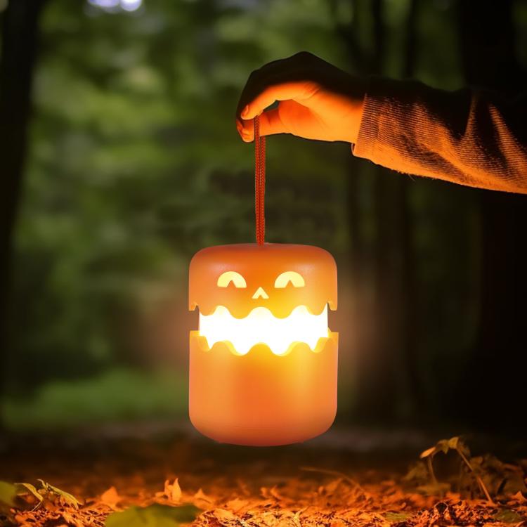 

Halloween Pumpkin Lantern With Double-Sided LED Faces Collapsible Rechargeable Night Light(Orange)