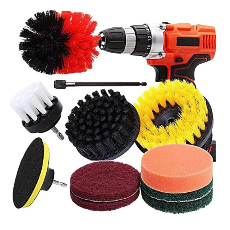 

11pcs Electric Drill Cleaning Brush Power Tool Cleaning Brush With Sponge Scouring Pad Set
