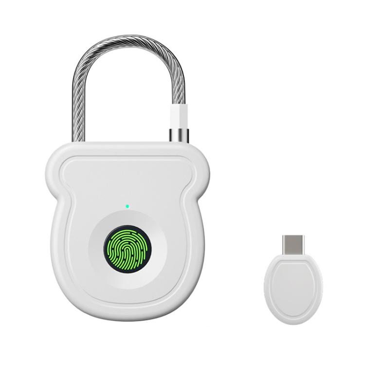 

Smart Fingerprint Padlock with Electronic Keys & USB-C Charging for Luggage, Home, Gym Lockers(White)