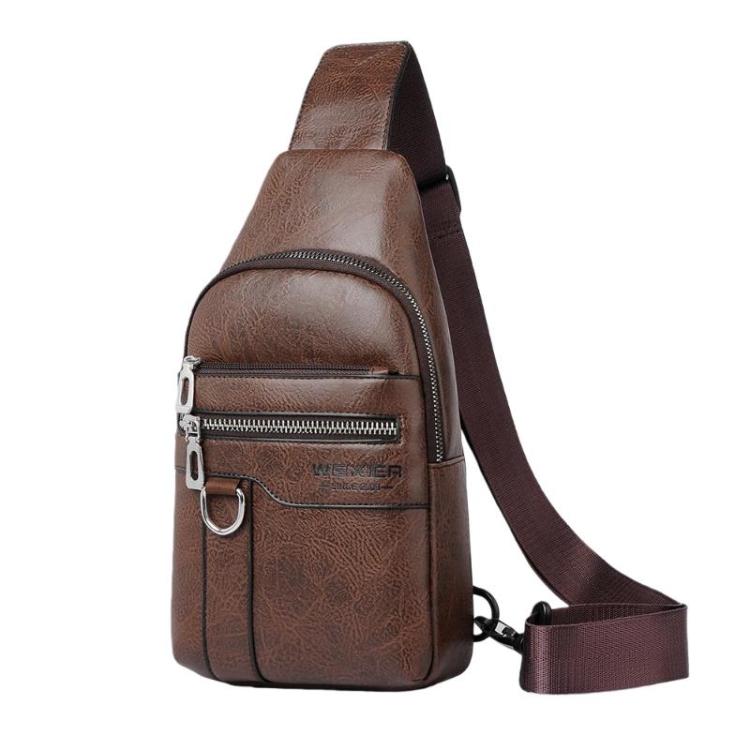 

WEIXIER X463 Men Minimalist Chest Bag Lightweight Waterproof Crossbody Bag(Dark Brown)