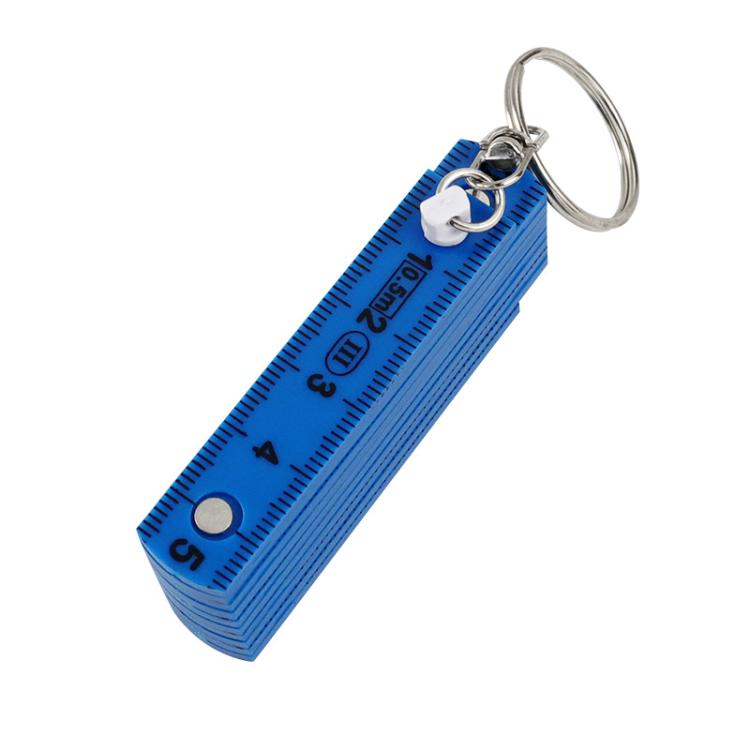 

0.5m 10-fold Drawing Measuring Plastic Folding Ruler Portable Keychain(Blue)