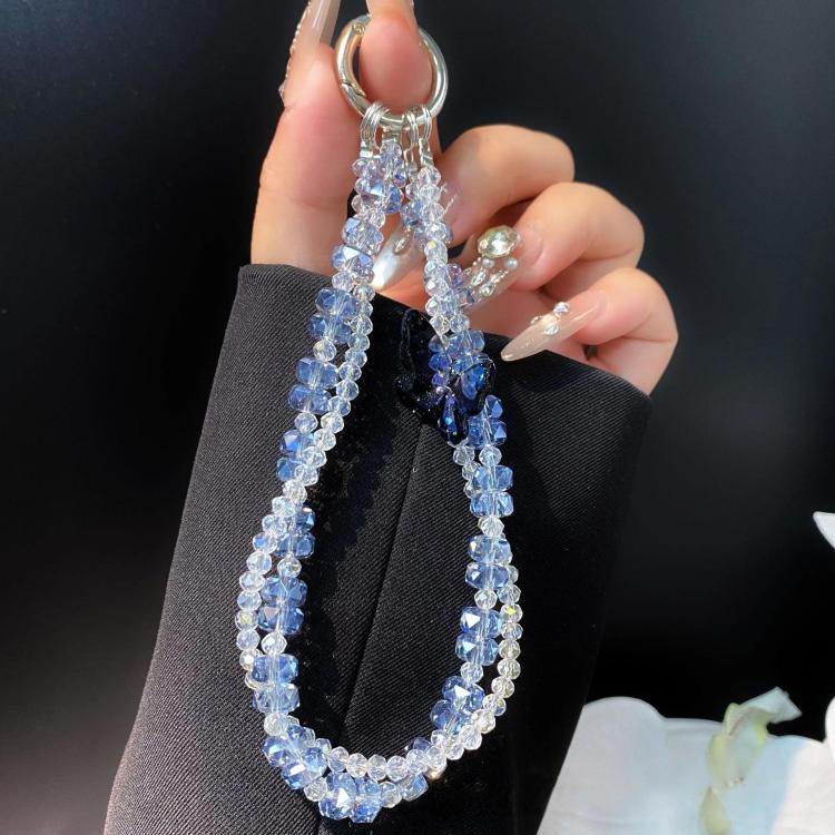 

DIY Cell Phone Chain Butterfly Keychain Crystal Handmade Beaded Pendant(Light Blue)