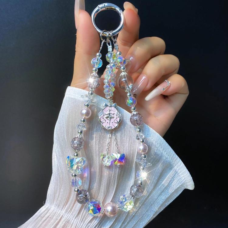 

Alloy Flower Pendant Crystal Beaded Cell Phone Chain(Pink)