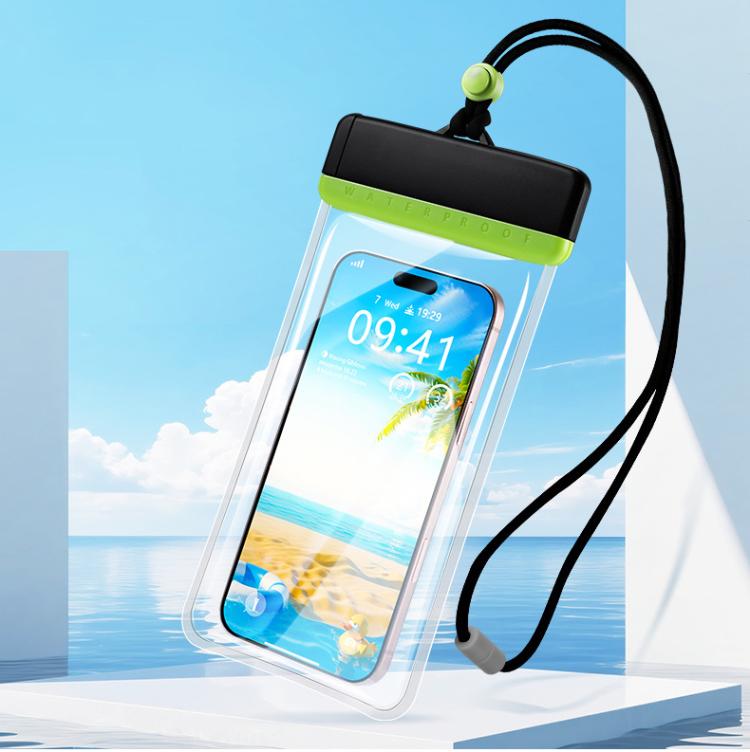 

7.2 Inch Phone Universal IPX8 Waterproof Bag Double Sealed Touch Screen Transparent Phone Waterproof Case(Black Green)