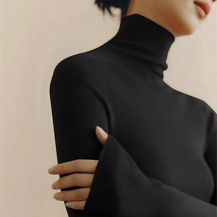 

Autumn Winter Versatile Turtleneck Base Slim-fit Knit Sweater, Size: S(Black)