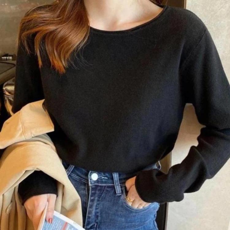 

Innerwear Base Layer Long-sleeved Crew Neck Sweater, Size: S(Black)