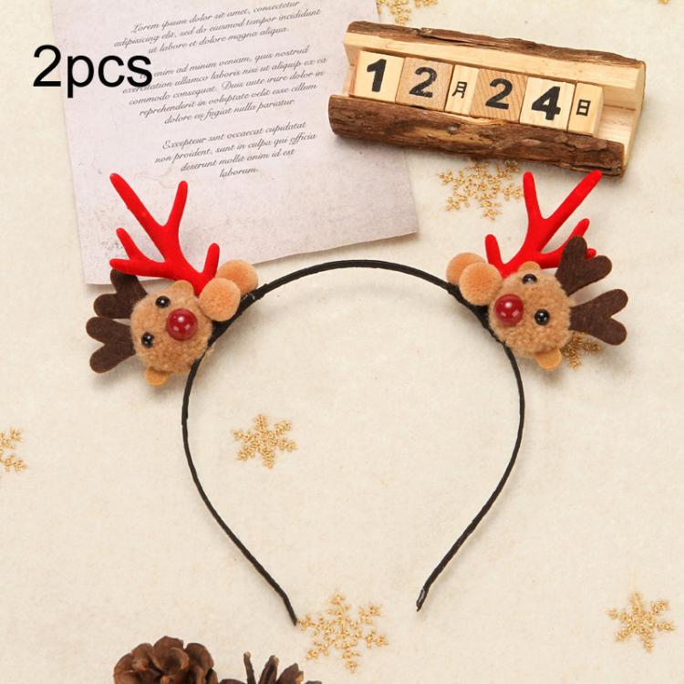 

2pcs Christmas Reindeer Hair Accessory Cute Plush Fawn Hair Clip, Style: Hairband Red
