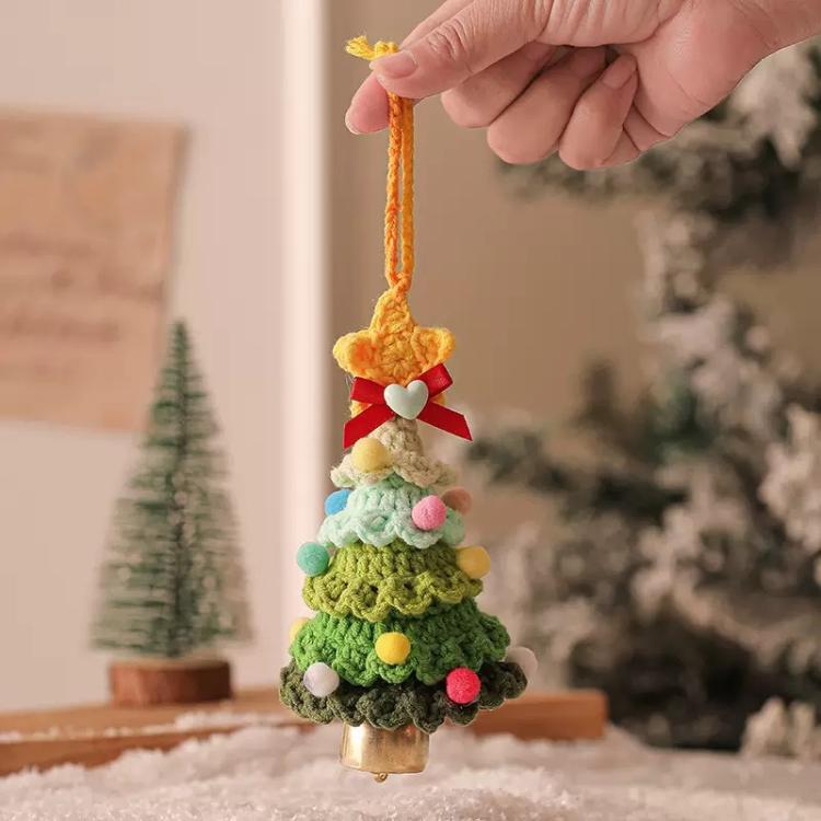 

Crocheted Christmas Tree Hanging Ornaments Christmas Tabletop Decorations(Green)