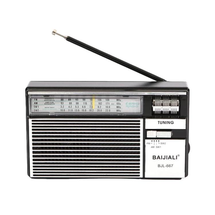 

BAIJIALI BJL-667 FM AM SW Multi-Band Radio Portable Radio With Independent Knob(Silver)