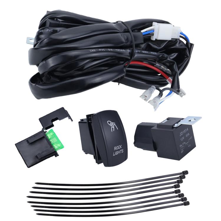 UTV Signal Light Switch Wiring Harness Kit With Waterproof 12V Automotive Relay, Model: Headlight Model With Rock Light Wiring Harness