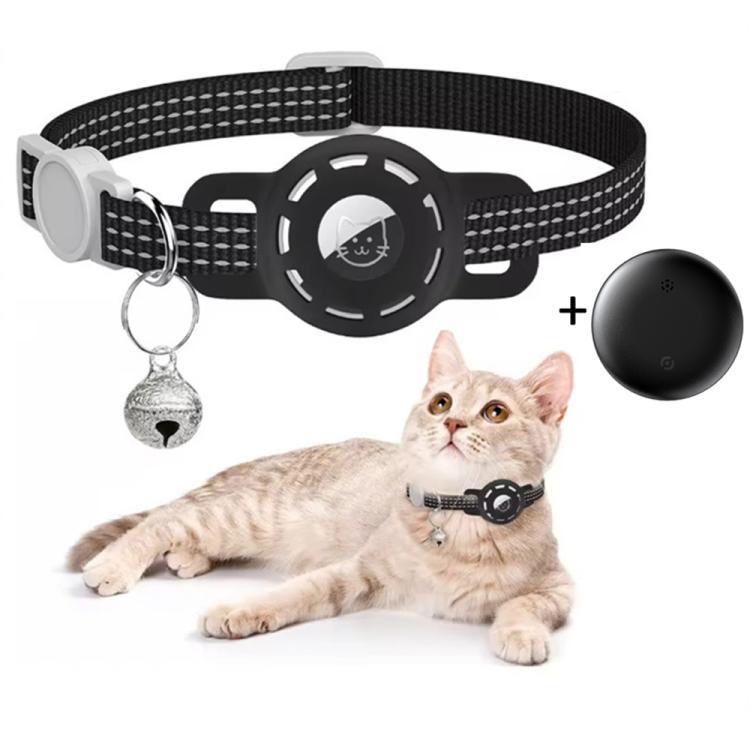 

Pet Cat Tracker Collar With S10 GPS Locator Compatible with Apple Find My(Black+Black)