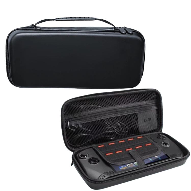 

For Steam Deck OLED Hard Shell Protective Case PU Leather Portable Carry Bag with 10 Game Card Slots(Black)