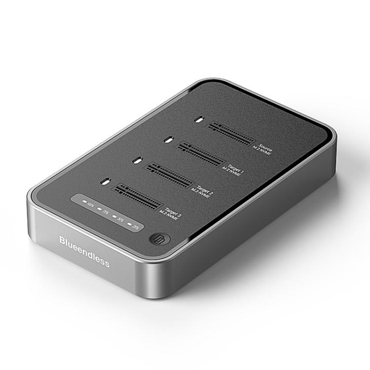 

Blueendless DB2804NA Four-Bay NVMe Drive Enclosure M.2 1 To 3 Cloning Copying Device External SSD Enclosure External Reader US Plug