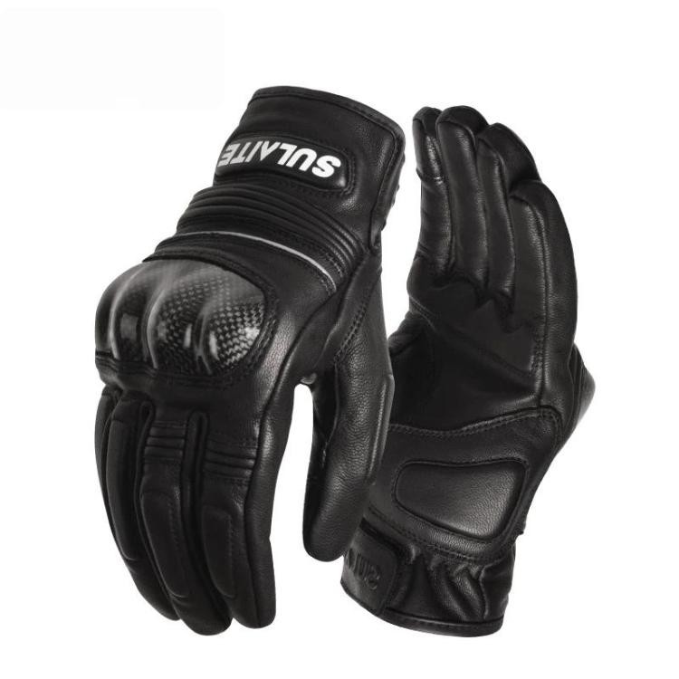 

SULAITE Motorcycle Sheepskin Protective Breathable Full-Finger Gloves, Style: For Summer(M)