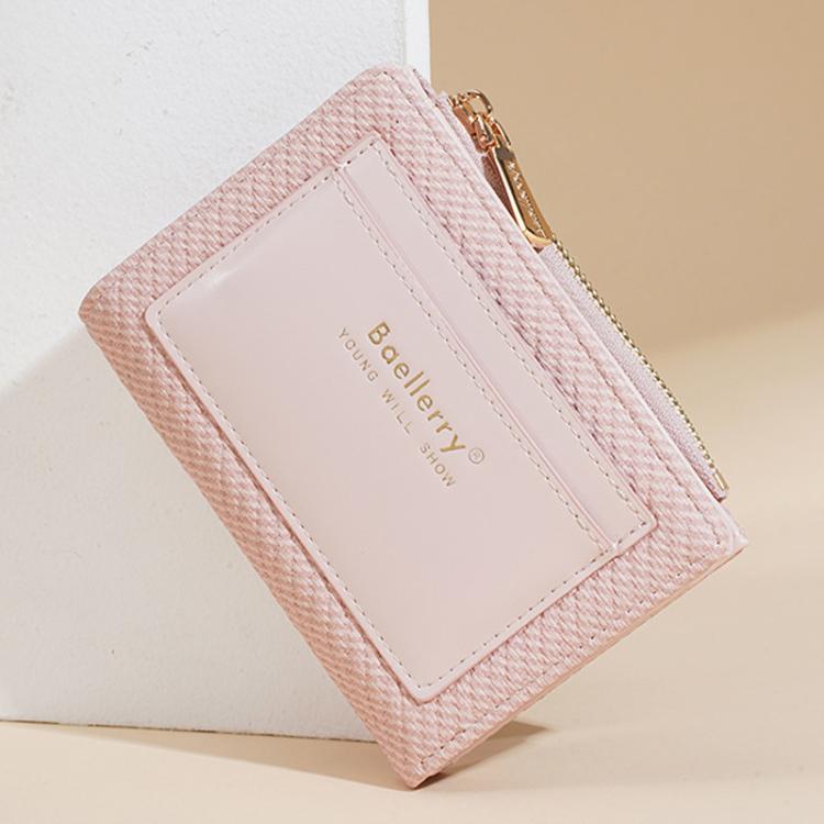 

Baellerry N8360 Women Compact Wallet Multi-Card Compartment Coin Purse Zipper Card Holder(Pink)