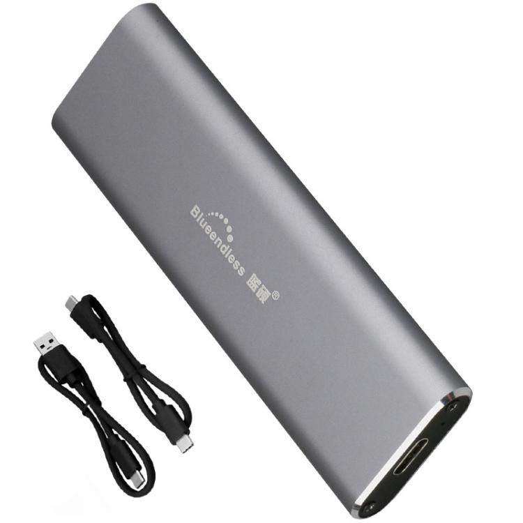 Blueendless 2802N Aluminum Alloy NVMe Portable Hard Drive Enclosure With Screw-Lock M.2 SSD Reader, Spec: With USB+Type-C Cable