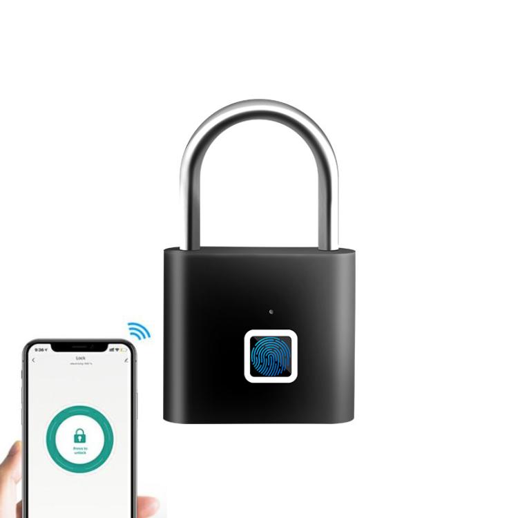 

Fingerprint Padlock Compatible Tuya Smart App, 30 Fingerprint Capacity, USB-C Rechargeable, Zinc Alloy Body(Square Black)