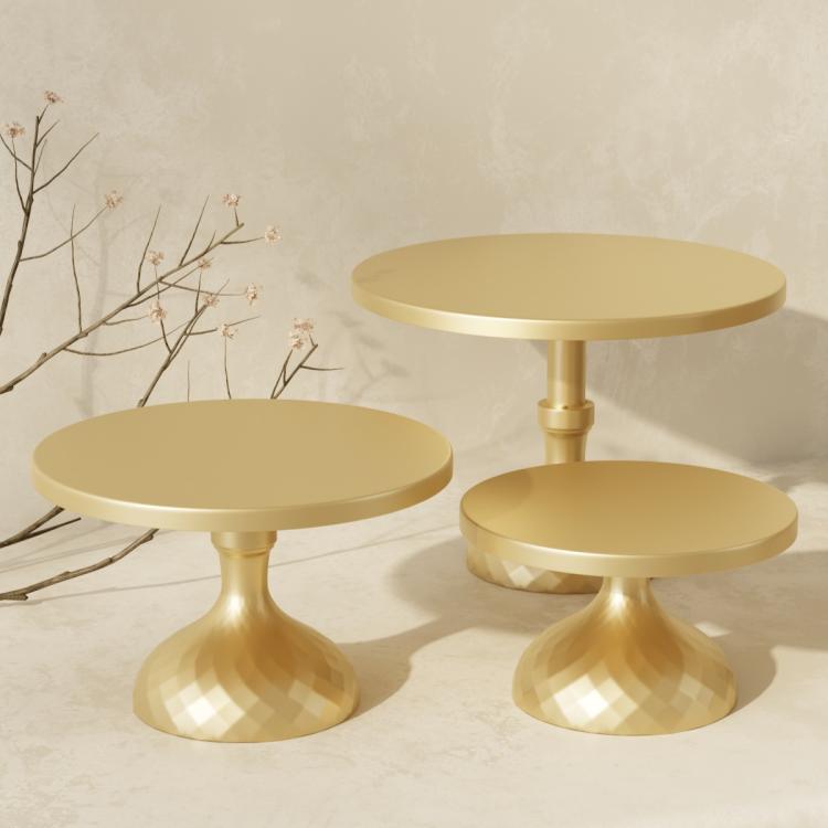 3-Piece Cake Stand Set for Wedding Dessert Table Tiered Serving Plates 30/25/20cm(Gold)