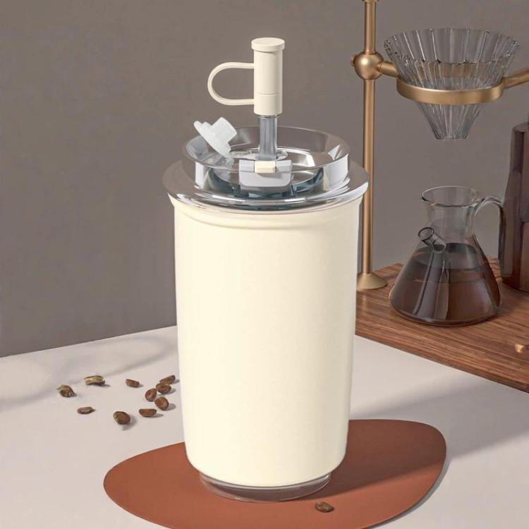 

300ml 316 Stainless Steel Insulated Coffee Cup Vacuum Double-Wall Straw Cup(White)